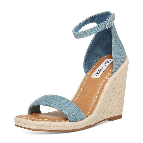 Steve Madden Women's Submit Wedge Sandal, Denim, 10 - Picture 1 of 1